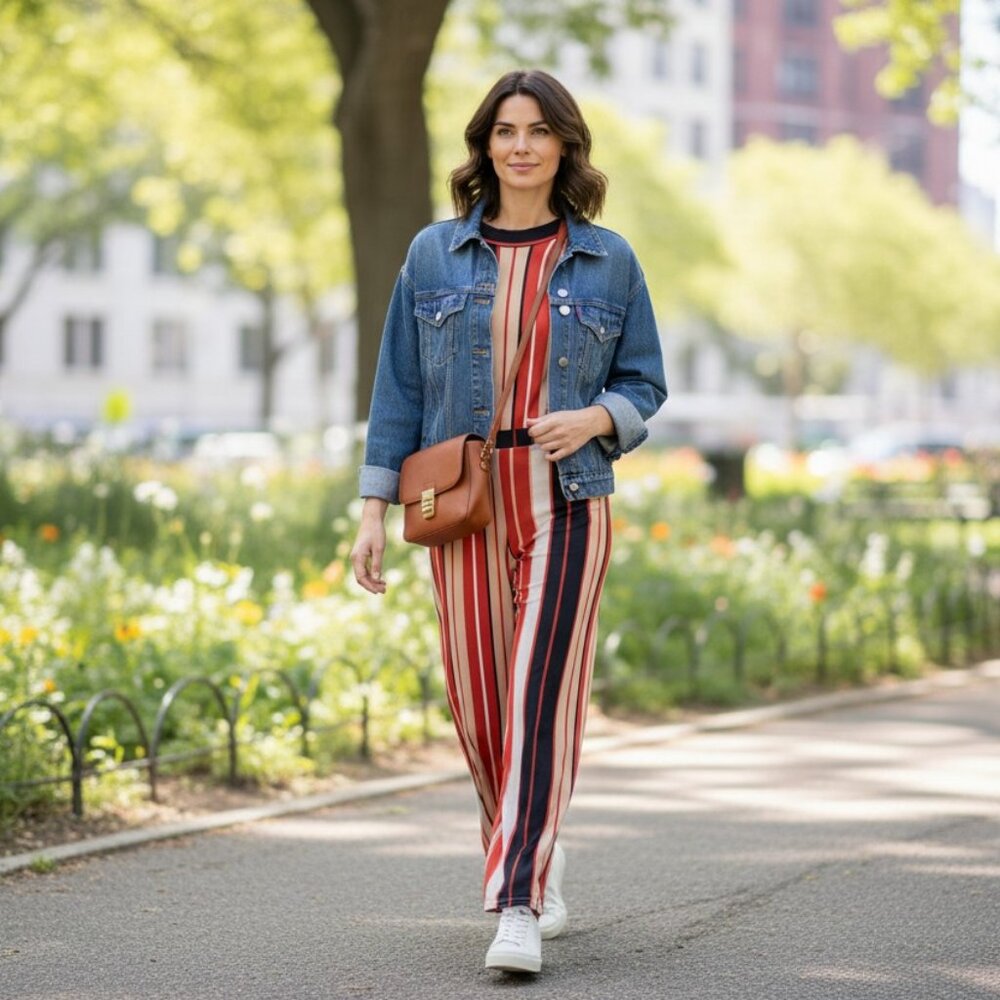 Red Stripe Wide-Leg Jumpsuit - Picture 2 of 5